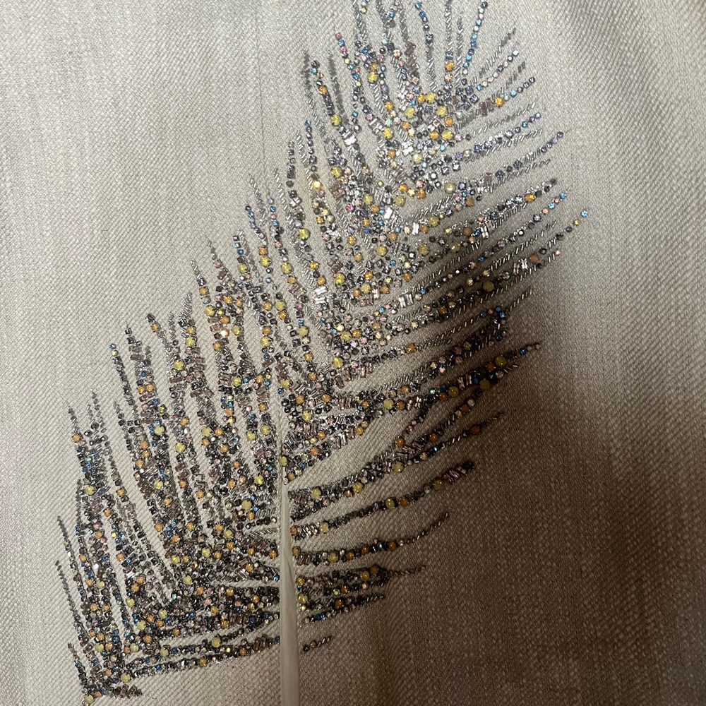 Tory Burch linen pencil midi skirt with rhinestone embroidery 4 - Picture 2 of 7